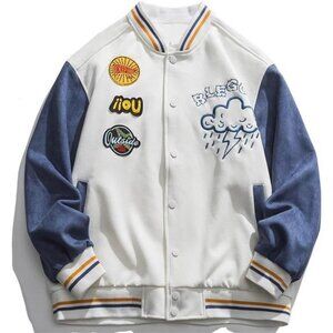 Mens Varsity Jacket Vintage Streetwear Letterman Jackets Graphic Bomber Unisex